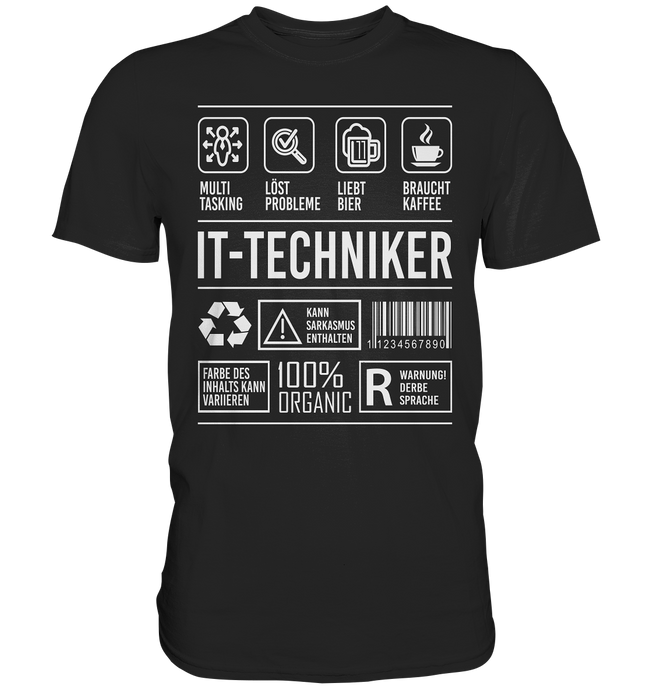 IT-Techniker T-Shirt - Eigenschaften